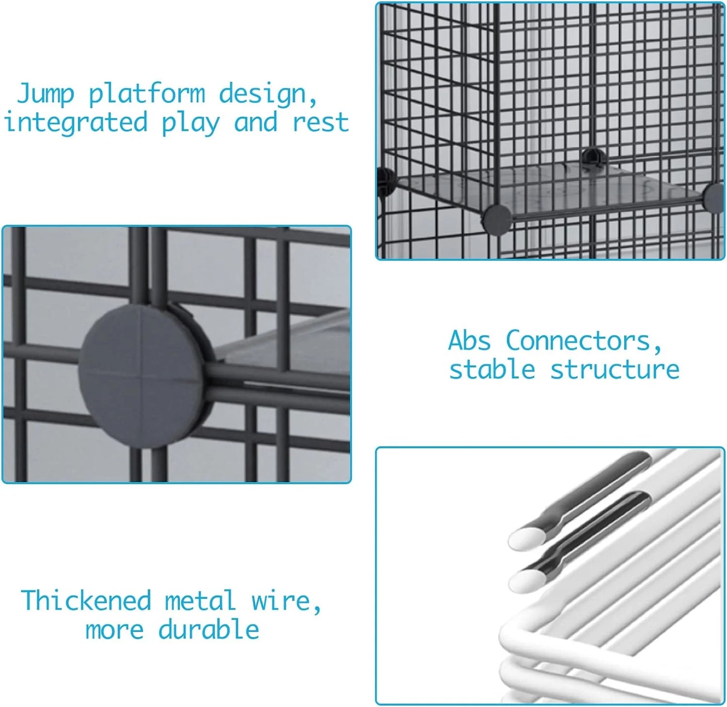 DIY Cat Cage Detachable Metal Wire Enclosure with Two Ladders, Kennels Playpen, Crate Large Exercise Place for 1-4 Cat