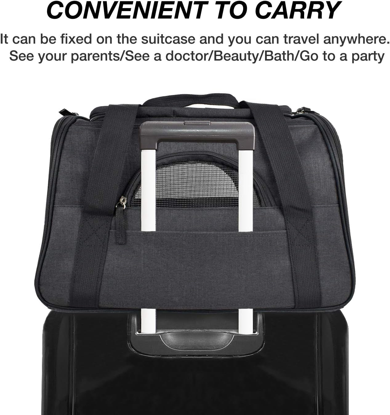 Premium Pet Carrier Airline Approved Soft Sided for Cats and Dogs Portable Cozy Travel Pet Bag, Car Seat Safe Carrier (Large (Pack of 1), Black-1)