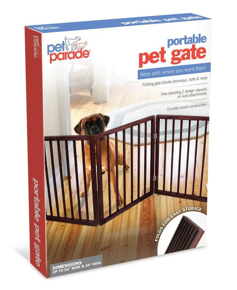 Folding Pet Gate, Brown, Extra Wide