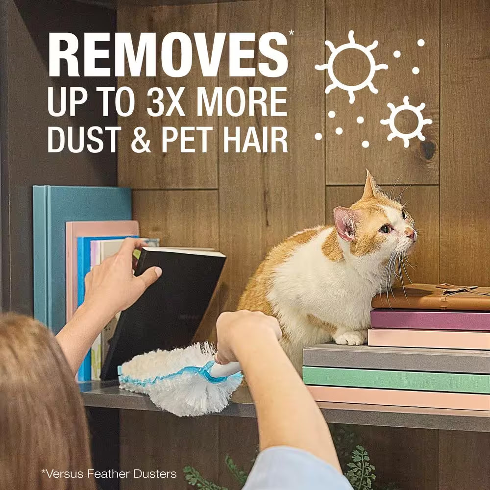 High-Performance Compact Dusting Kit, with 17 in Handle, Reusable and Disposable Dusters