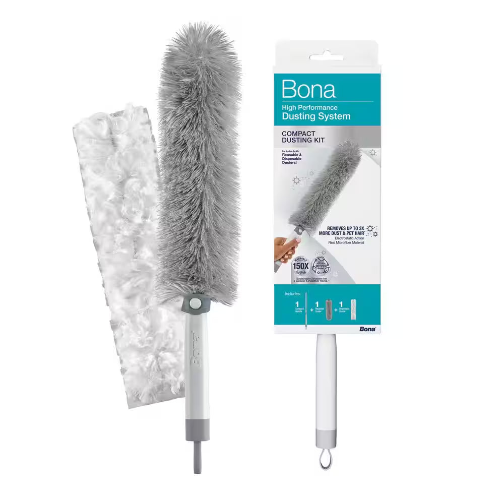 High-Performance Compact Dusting Kit, with 17 in Handle, Reusable and Disposable Dusters