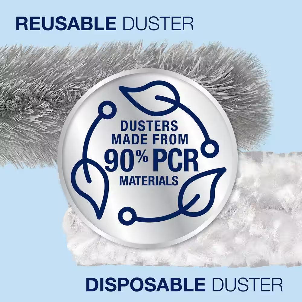 High-Performance Compact Dusting Kit, with 17 in Handle, Reusable and Disposable Dusters