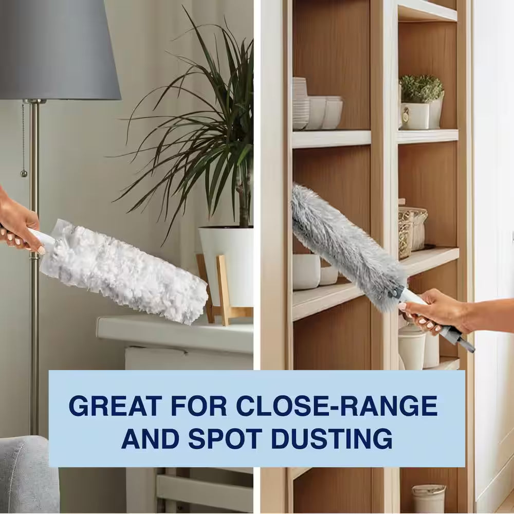 High-Performance Compact Dusting Kit, with 17 in Handle, Reusable and Disposable Dusters