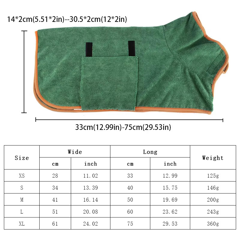 Dog Towel Microfiber Dog Bathrobe Prevents Water Splashes Pet Towel Absorbent Cat Towel Pet Cleaning
