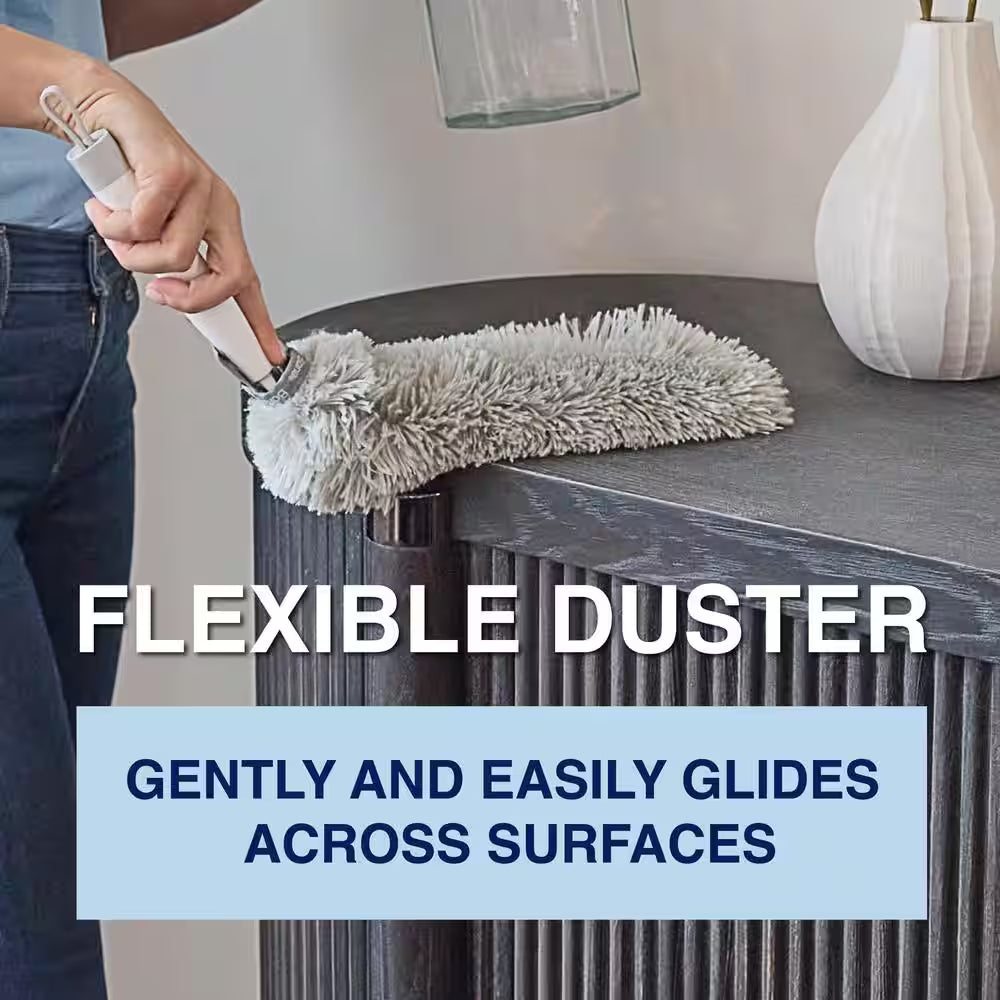 High-Performance Compact Dusting Kit, with 17 in Handle, Reusable and Disposable Dusters